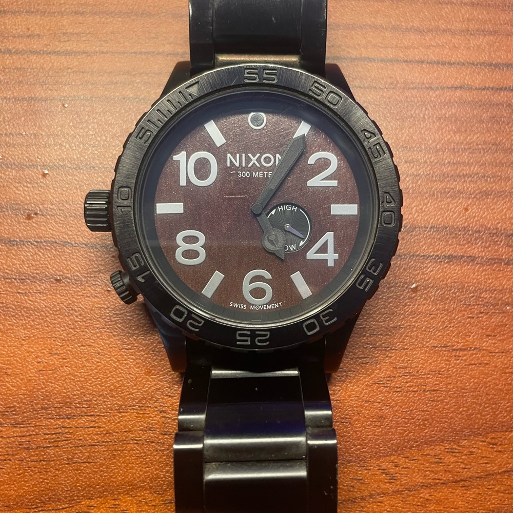 Nixon: 51 - 30 LIMITED EDITION WATCH, MATTE BLACK/ STAINLESS STEEL/WOOD. RARE